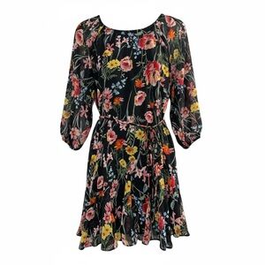 Floral Long Sleeve Dress in Black